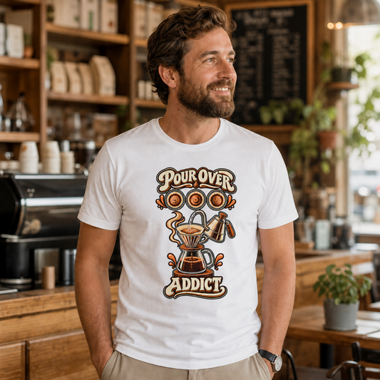 Pour Over Addict Coffee T-shirt Design By Tomi