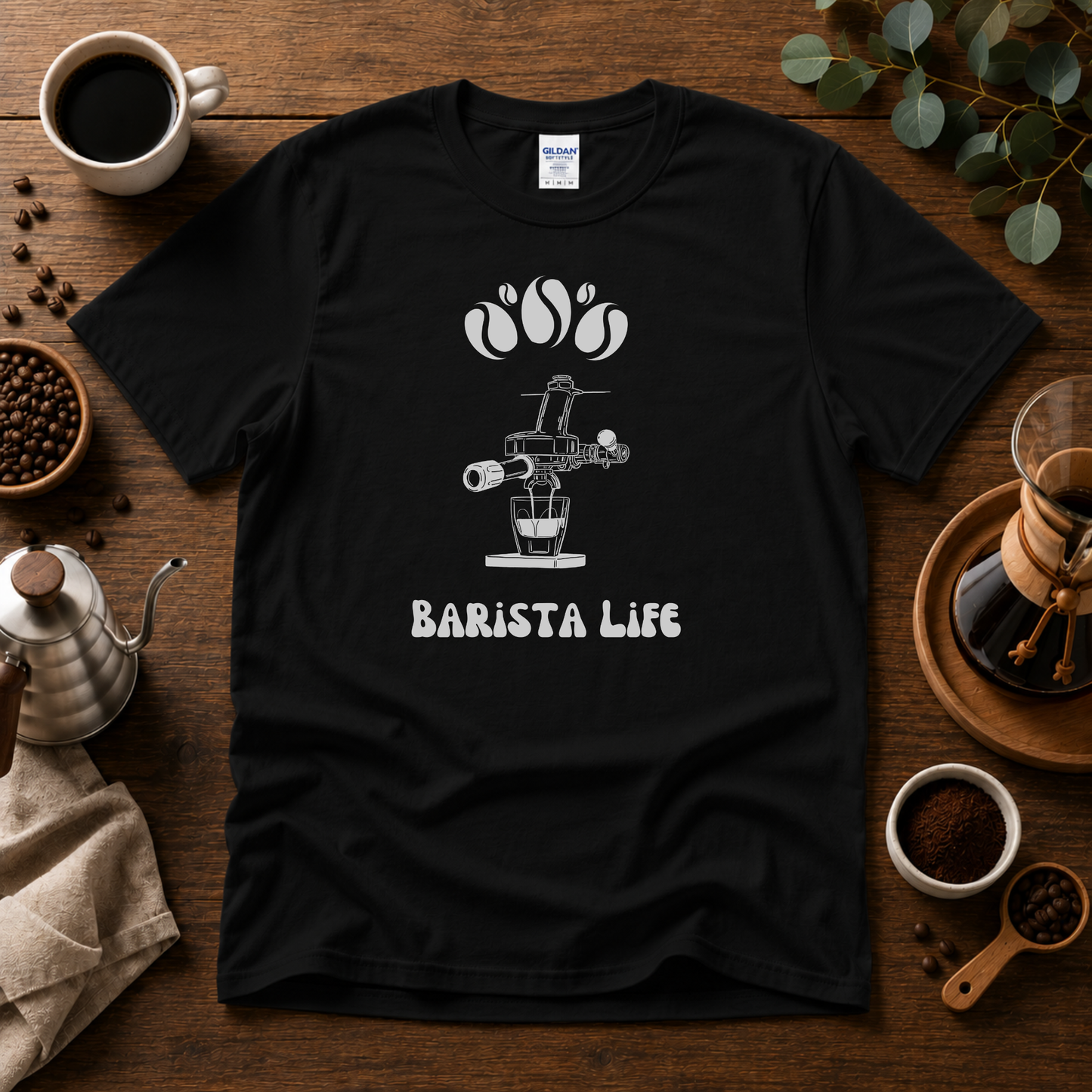 Barista Life T-Shirt #2– Retro E61 Group Handle Design By Tomi
