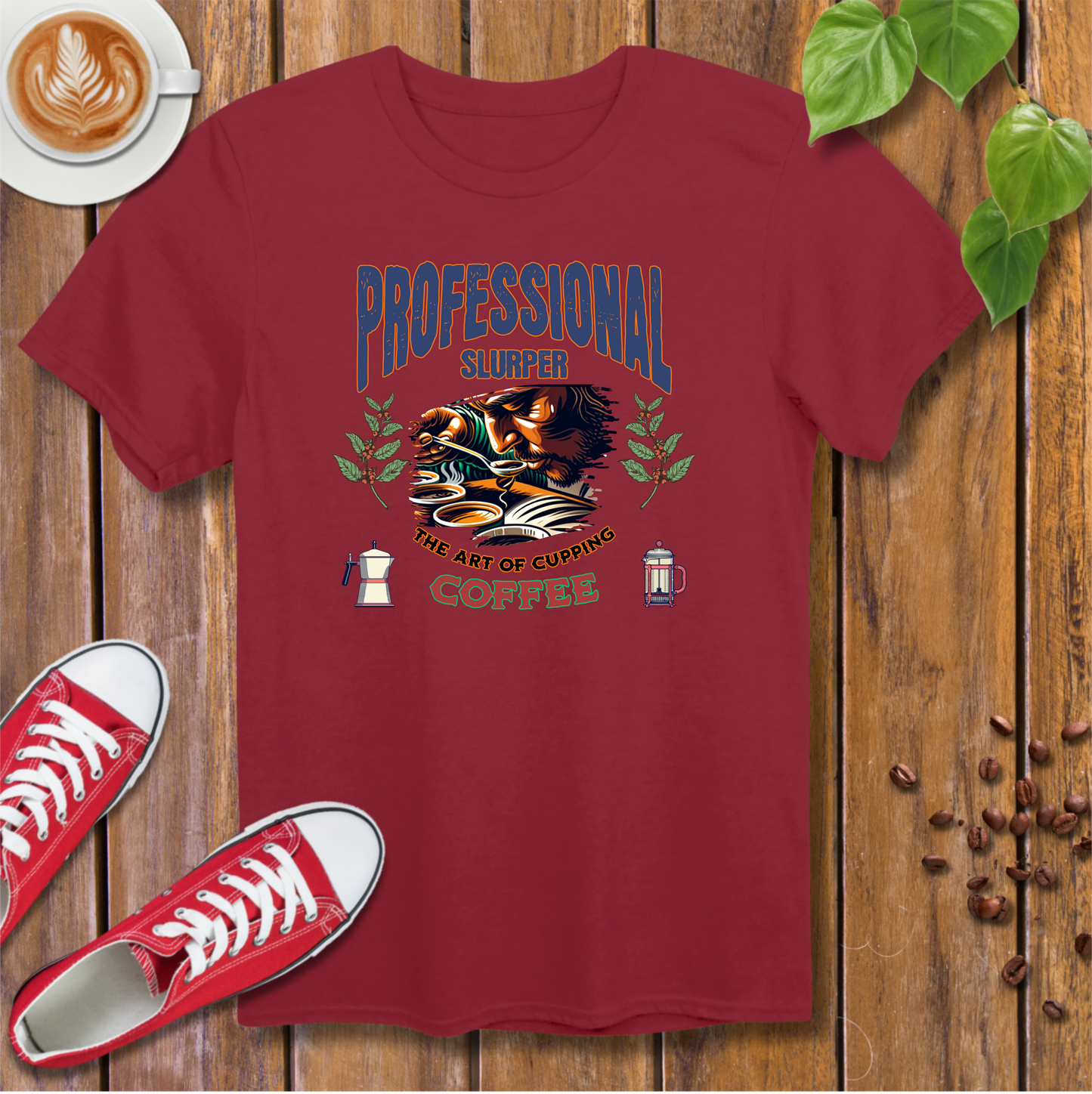 Coffee Cupping Enthusiasts Retro T-Shirt – Distressed Design for Coffee Lovers