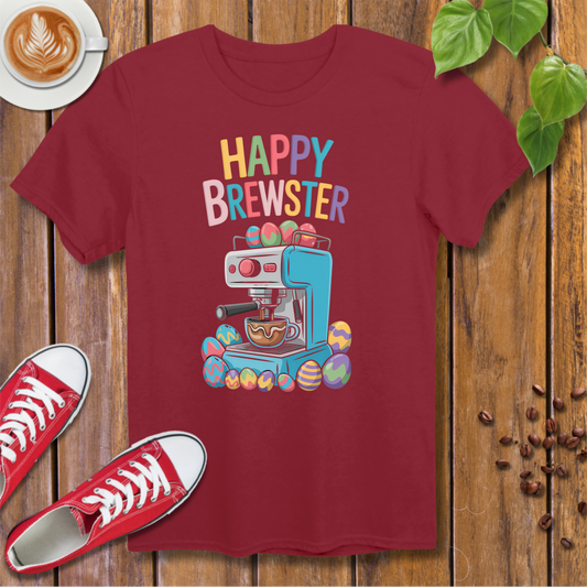 Happy Brewster Coffee Style T-Shirt - Colorful Coffee Design with 'Happy Brewster'