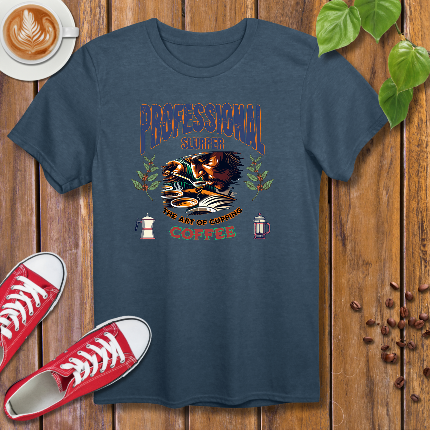 Coffee Cupping Enthusiasts Retro T-Shirt – Distressed Design for Coffee Lovers