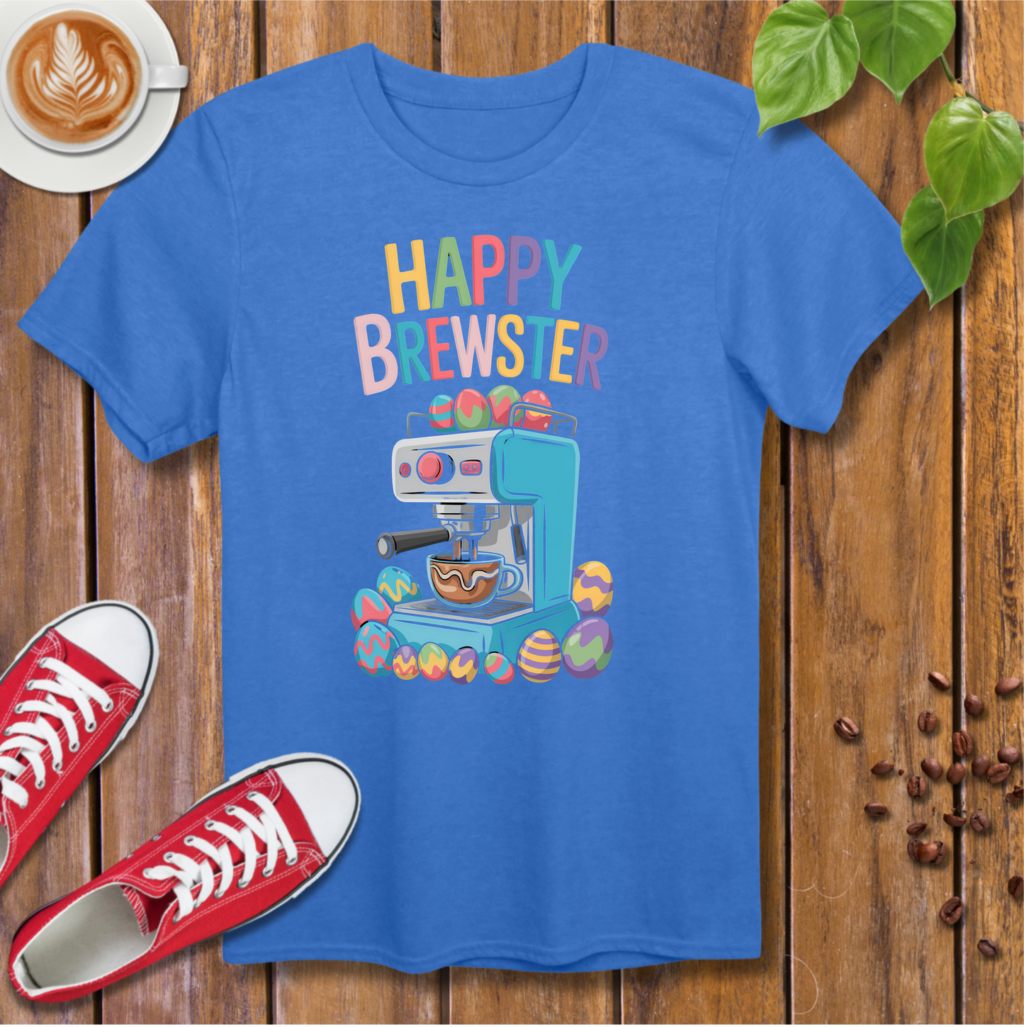 Happy Brewster Coffee Style T-Shirt - Colorful Coffee Design with 'Happy Brewster'