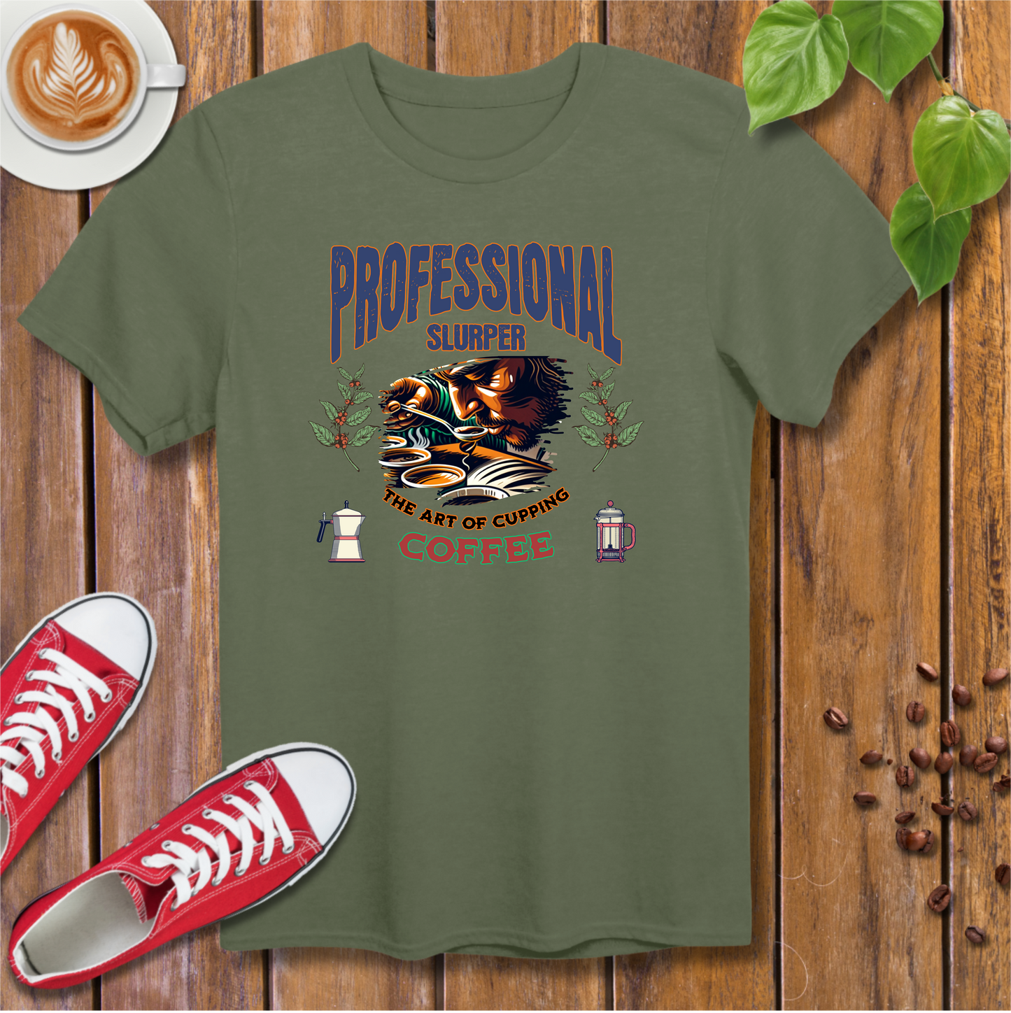 Coffee Cupping Enthusiasts Retro T-Shirt – Distressed Design for Coffee Lovers