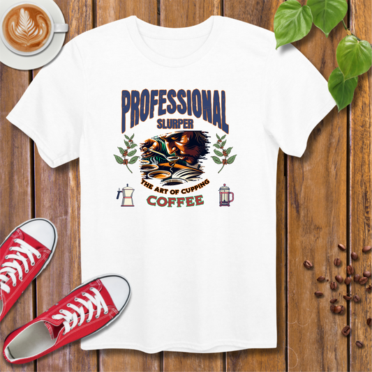 Coffee Cupping Enthusiasts Retro T-Shirt – Distressed Design for Coffee Lovers