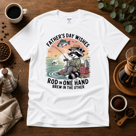 Father's Day Wishes T-Shirt – Coffee and Fishing Theme