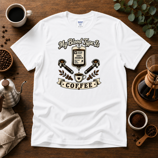 My Blood Type is Coffee T-Shirt Design By Tomi