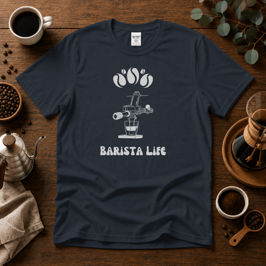 Barista Life T-Shirt #2– Retro Group Handle - Design By Tomi