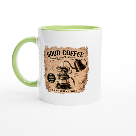 Good Coffee Pour Over Ceramic Mug – 11oz Two-Tone Beverage Cup - Design By Tomi