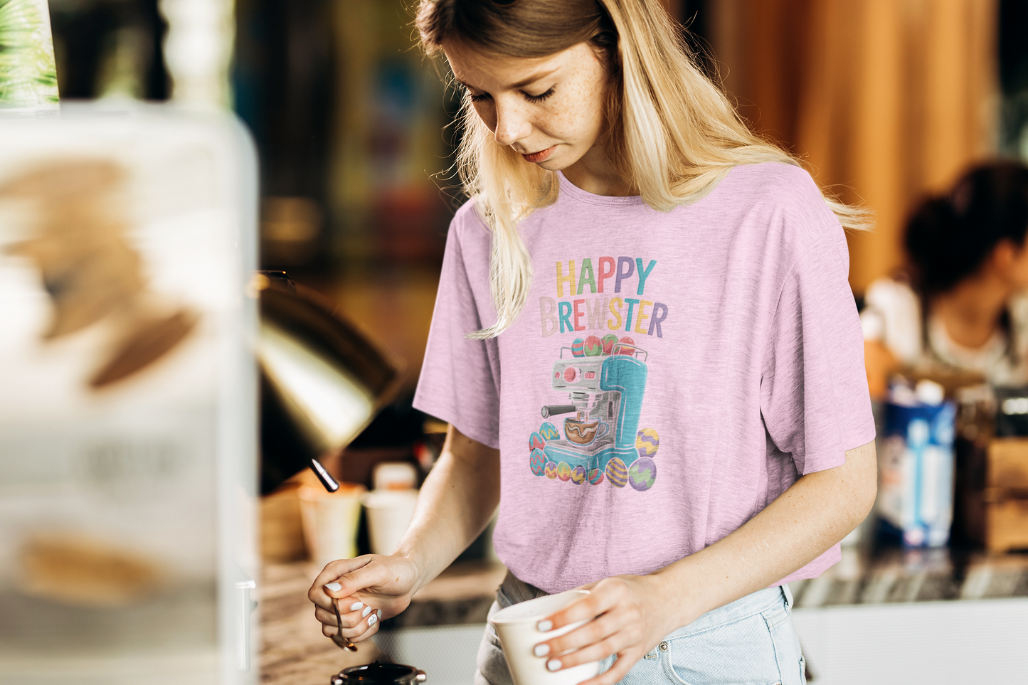 Happy Brewster Coffee Style T-Shirt - Colorful Coffee Design with 'Happy Brewster'
