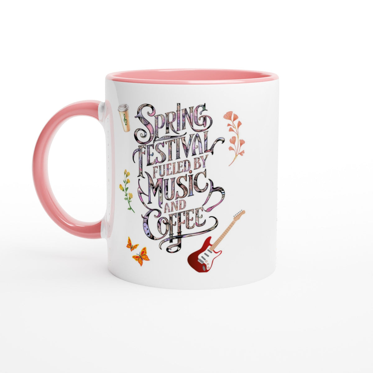 Spring Festival Fueled By Music and Coffee, 11oz Ceramic Mug - Design By Tomi
