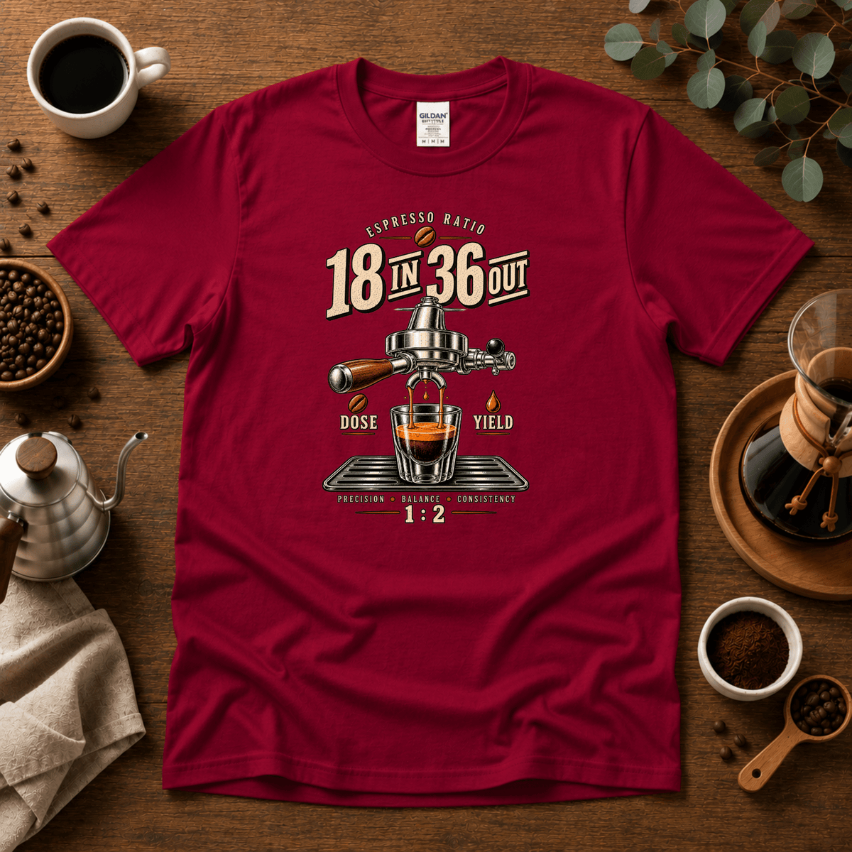 18 In 36 Out Espresso Coffee T-shirt - Design By Tomi