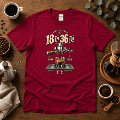 18 In 36 Out Espresso Coffee T-shirt - Design By Tomi