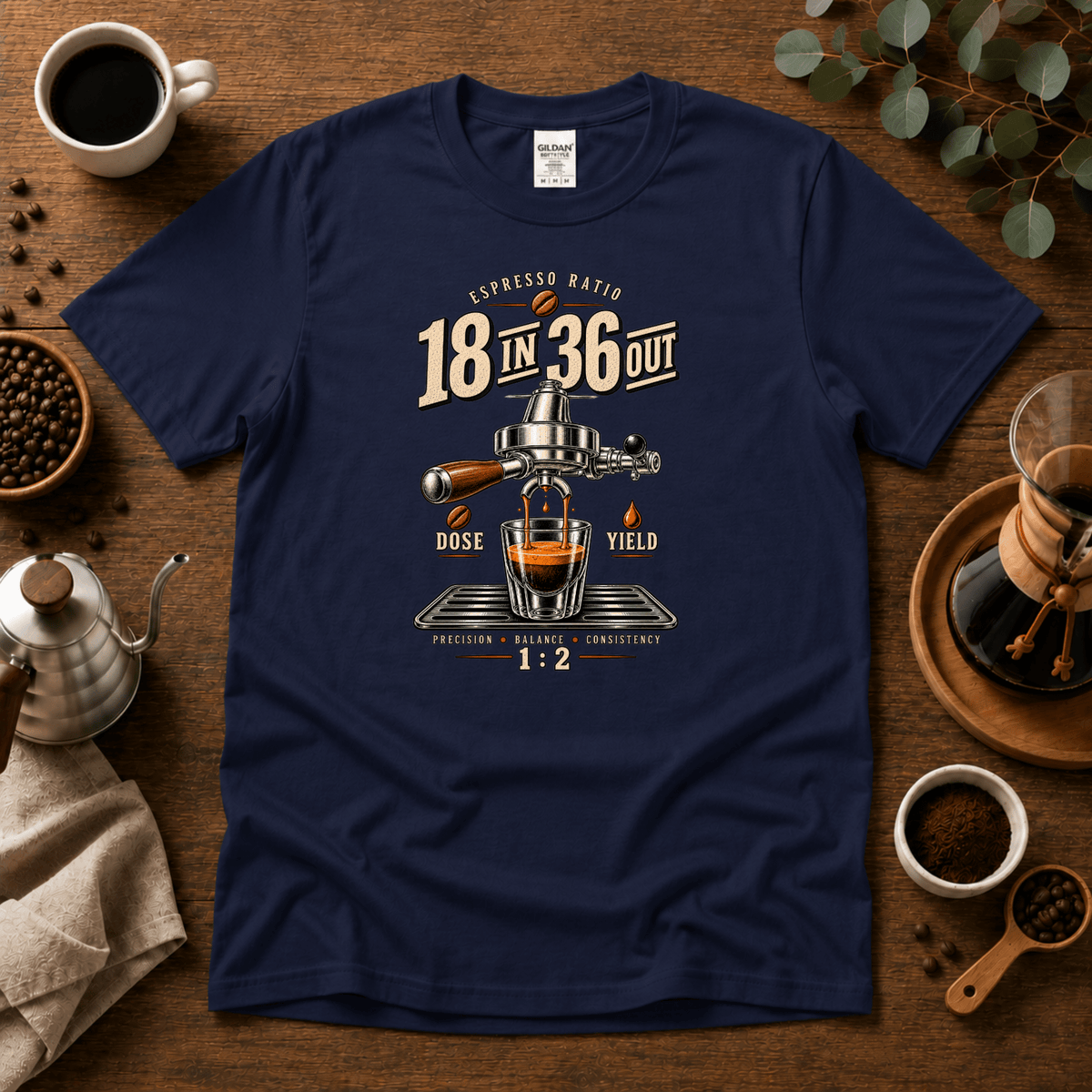 18 In 36 Out Espresso Coffee T-shirt - Design By Tomi