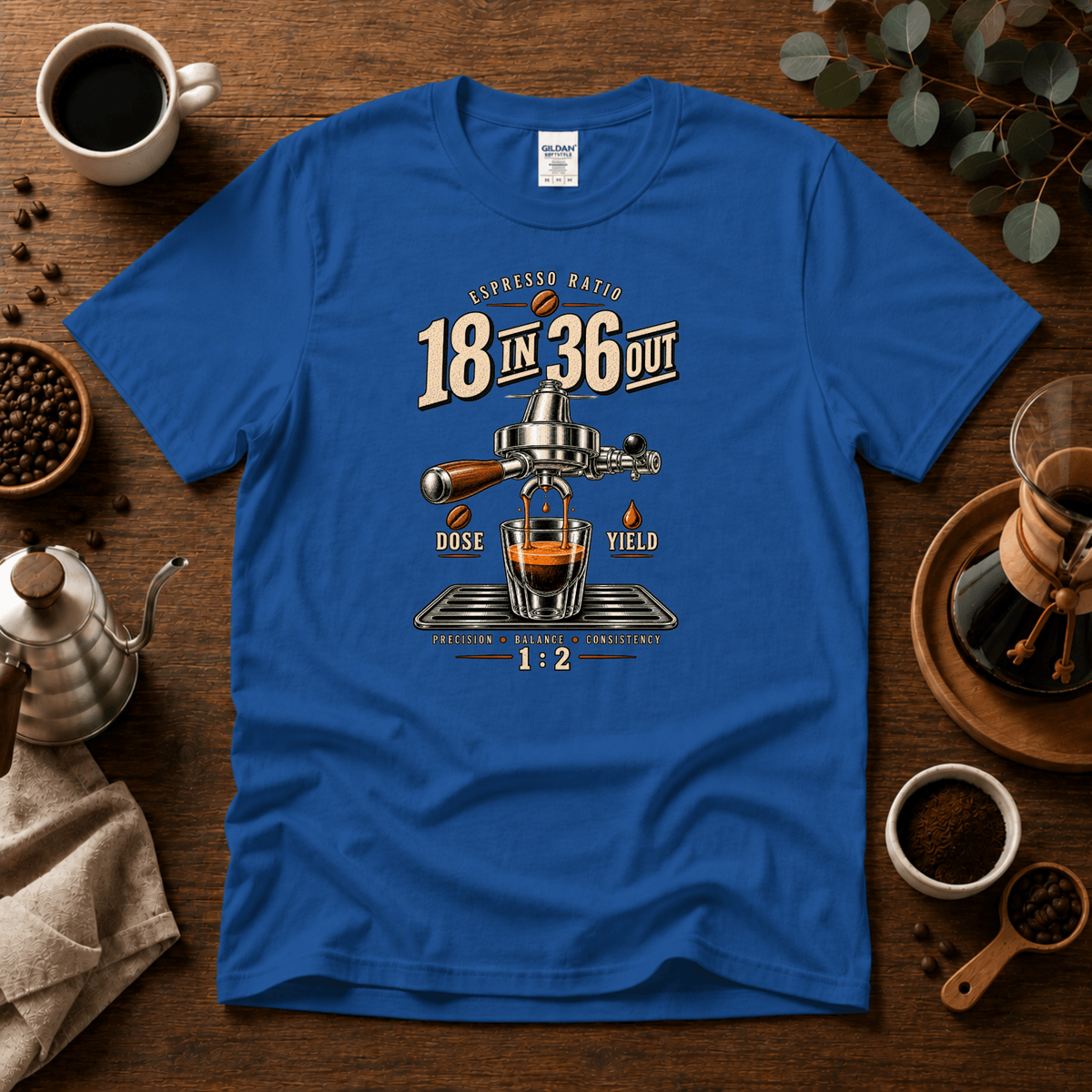 18 In 36 Out Espresso Coffee T-shirt - Design By Tomi