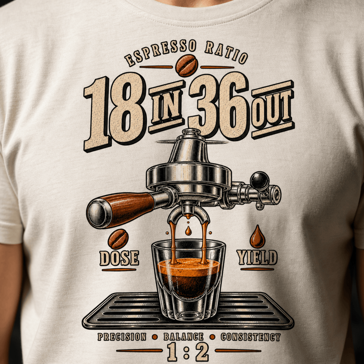 18 In 36 Out Espresso Coffee T-shirt - Design By Tomi