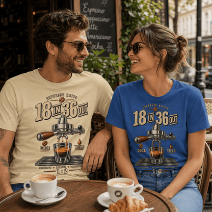 18 In 36 Out Espresso Coffee T-shirt - Design By Tomi