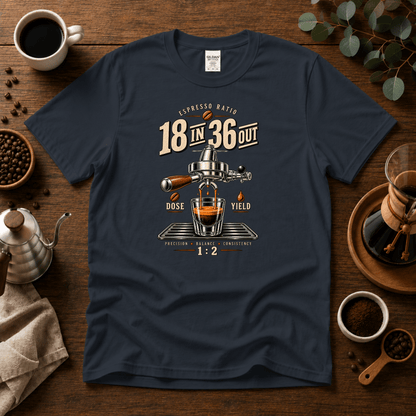 18 In 36 Out Espresso Coffee T-shirt - Design By Tomi