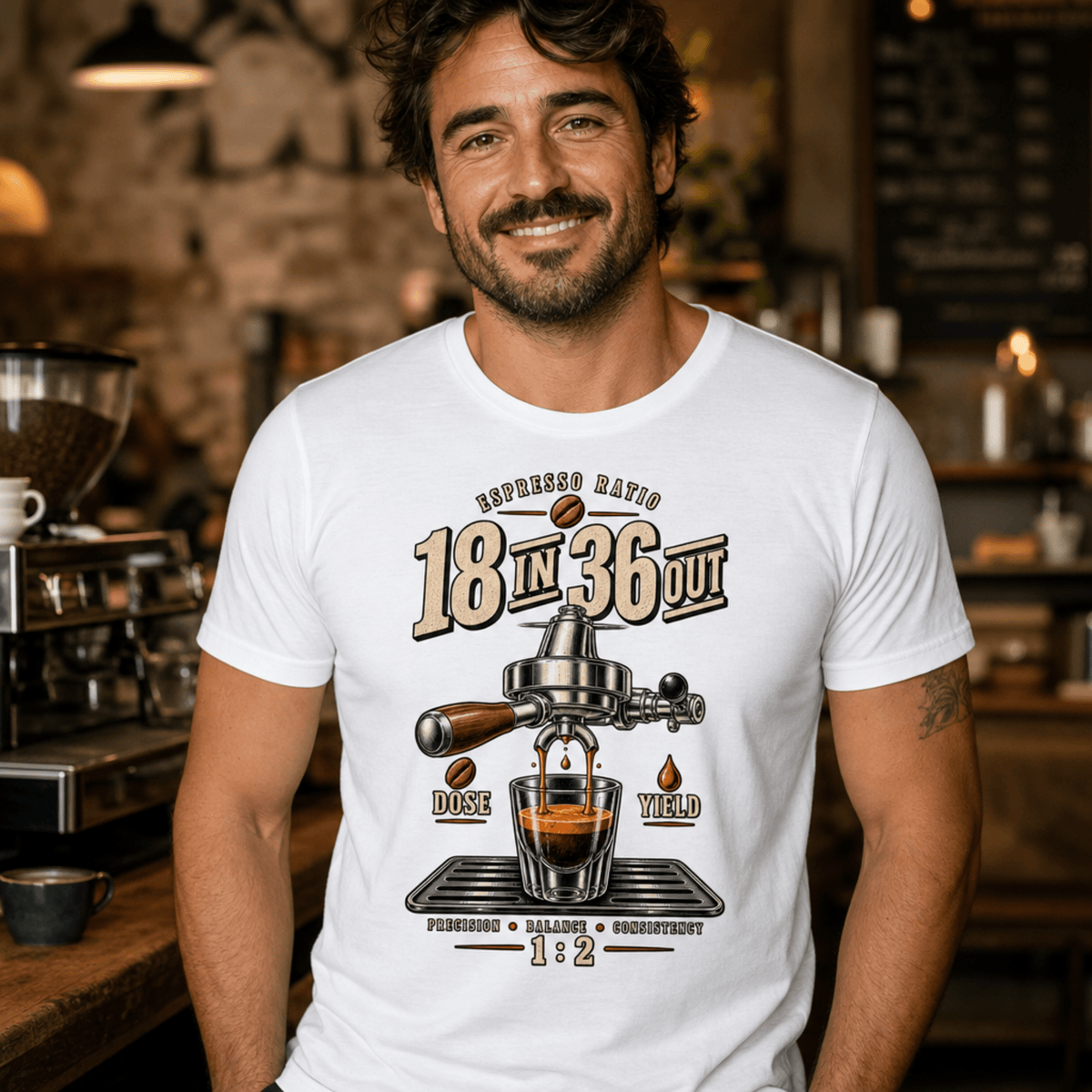 18 In 36 Out Espresso Coffee T-shirt - Design By Tomi