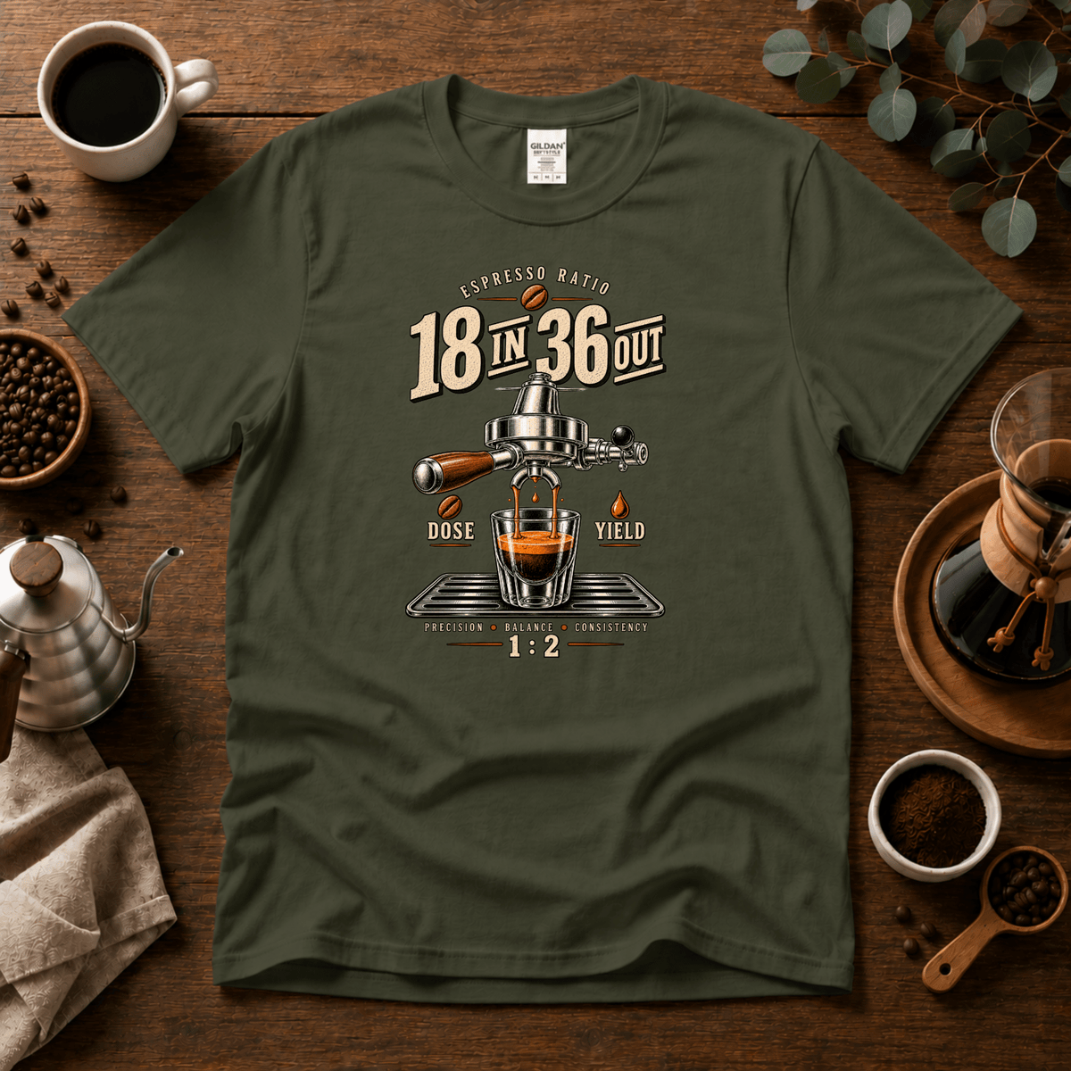 18 In 36 Out Espresso Coffee T-shirt - Design By Tomi
