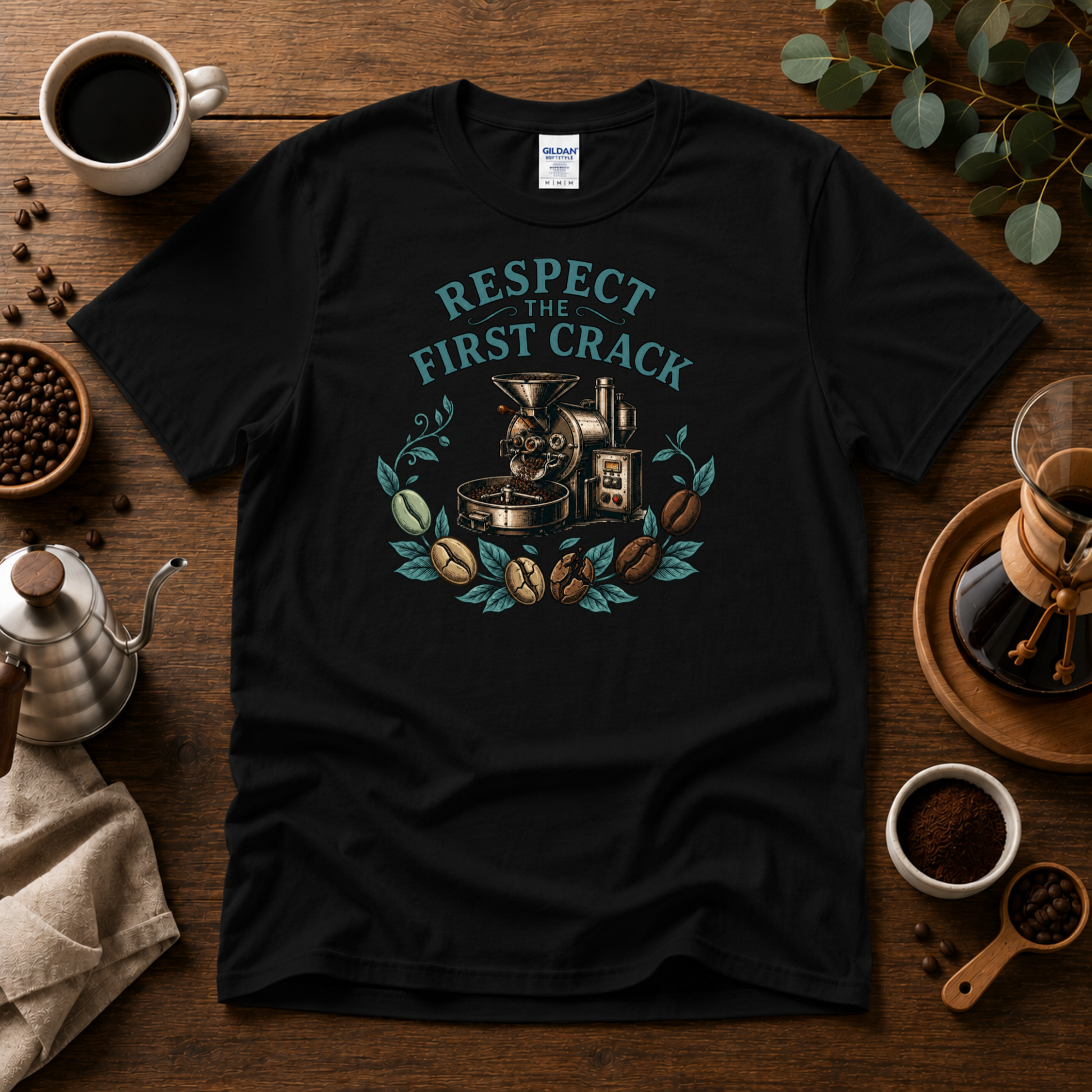Respect the First Crack Roasting Coffee T-shirt Design By Tomi