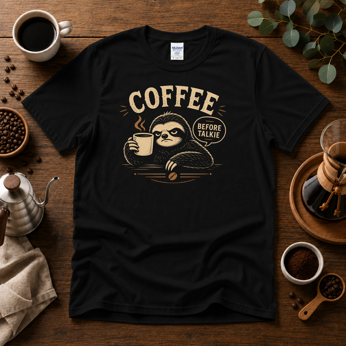 Coffee Before Talkie Graphic T-Shirt Design By Tomi
