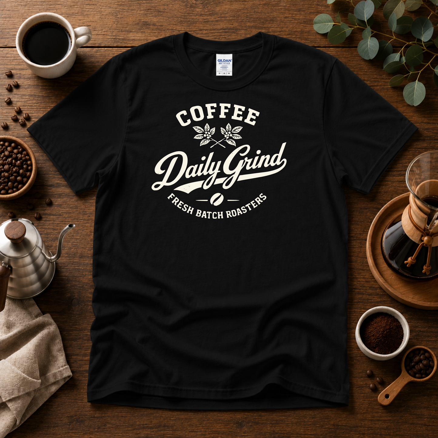 Coffee Daily Grind Fresh Batch Roasters Premium Cotton T-Shirt