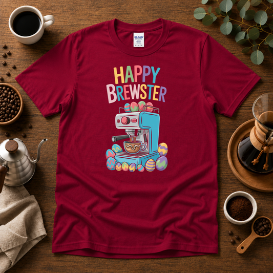 Happy Brewster Coffee Style T-Shirt - Colorful Coffee Design with 'Happy Brewster'