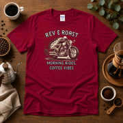 Rev & Roast Motorcycle and Coffee T-Shirt Design By Tomi