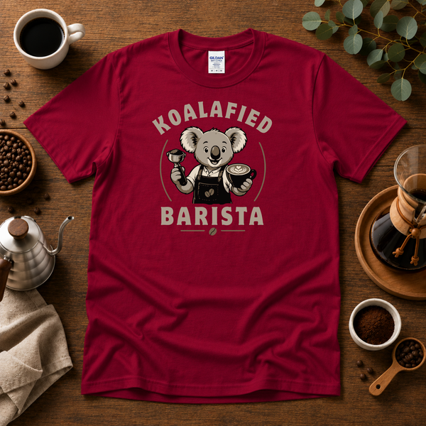 Koalafied Barista Coffee T-Shirt Design By Tomi