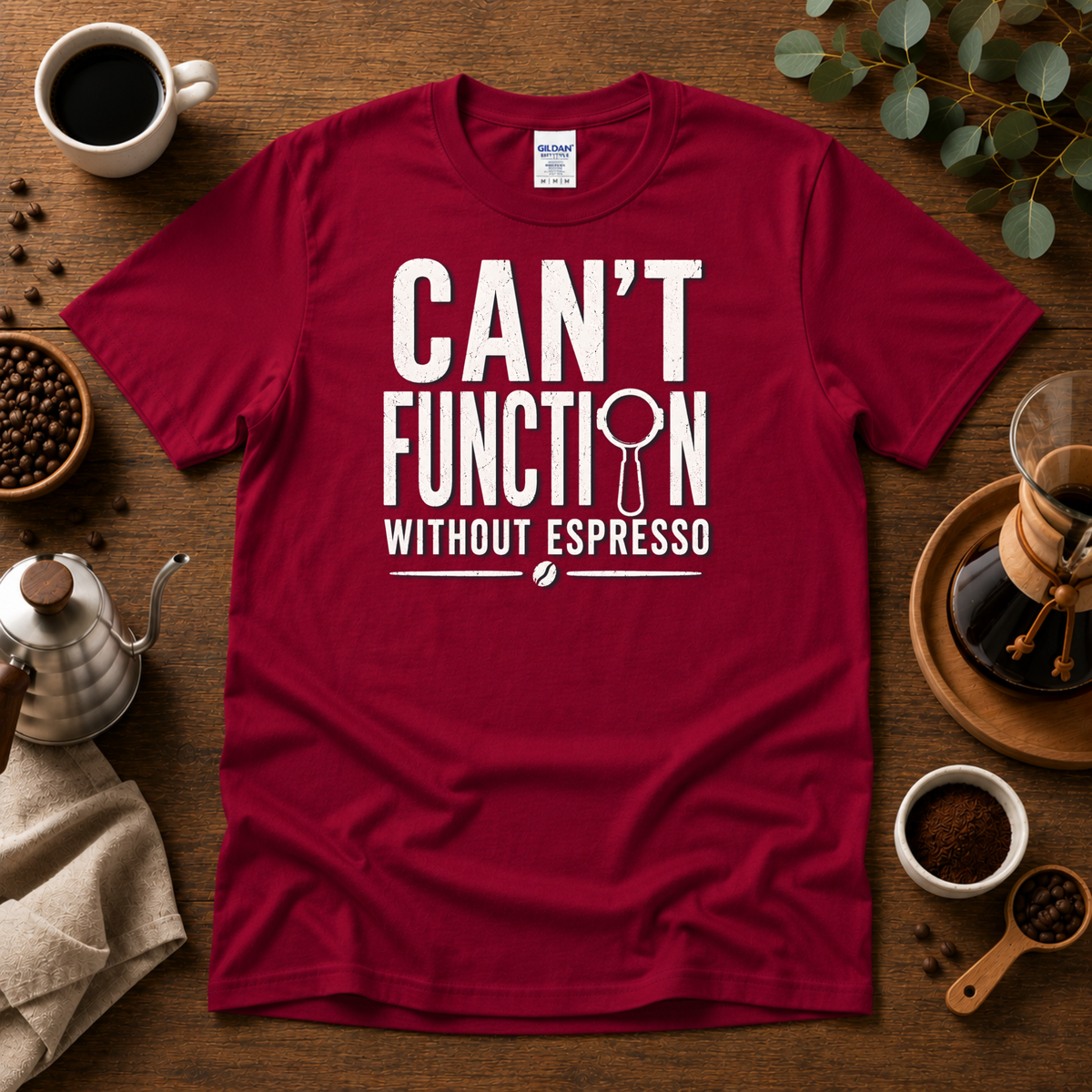 Can't Function Without Espresso Graphic T-Shirt Design By Tomi