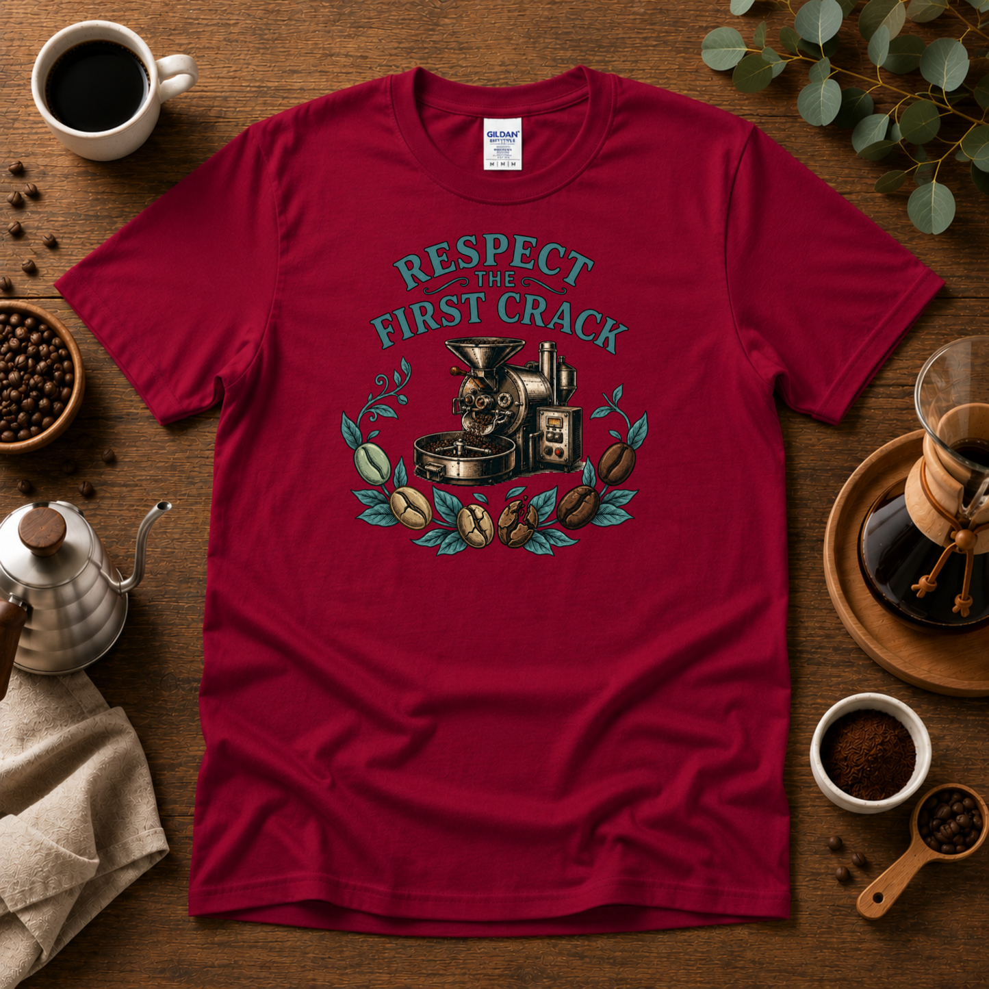 Respect the First Crack Roasting Coffee T-shirt Design By Tomi