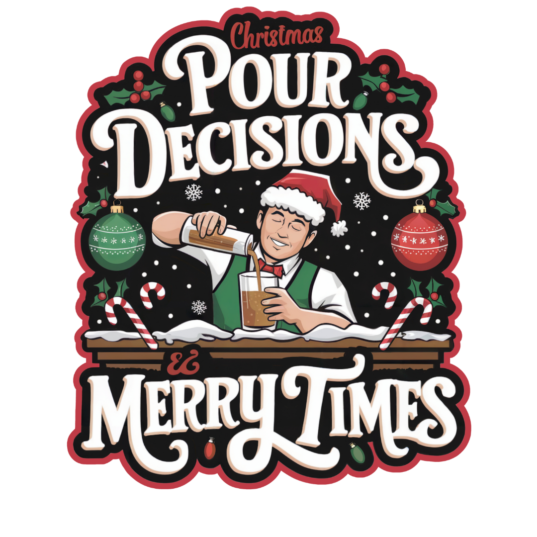 Christmas Pour Decisions T-Shirt – Christmas Theme Design, Cotton Unisex Casual Wear Tee