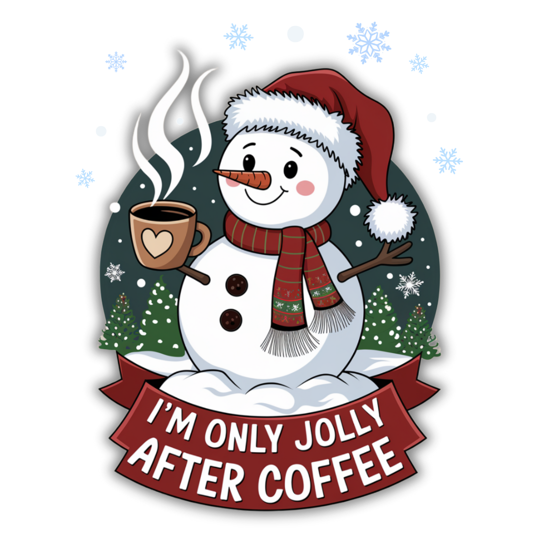 I'm only Jolly after Coffee T-Shirt – Christmas Theme Design, Cotton Unisex Casual Wear Tee