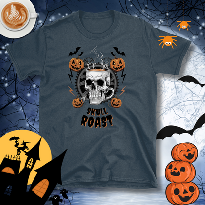 Skull Roast Coffee T-Shirt – Halloween Theme Design, Cotton Unisex Casual Wear Tee