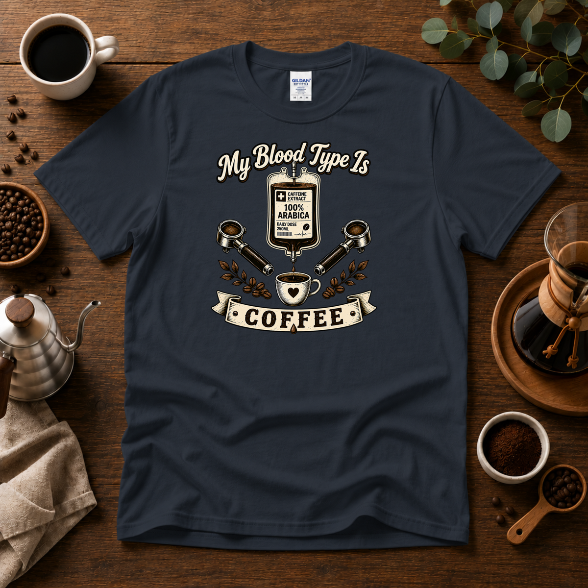 My Blood Type is Coffee T-Shirt Design By Tomi