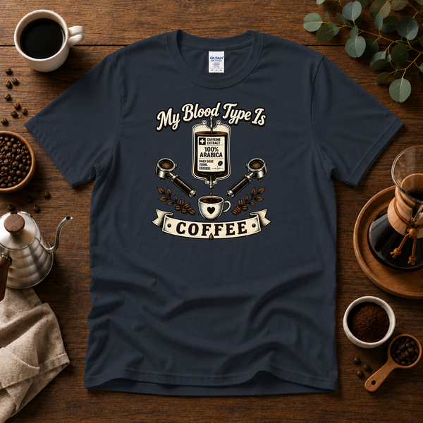 My Blood Type is Coffee T-Shirt Design By Tomi