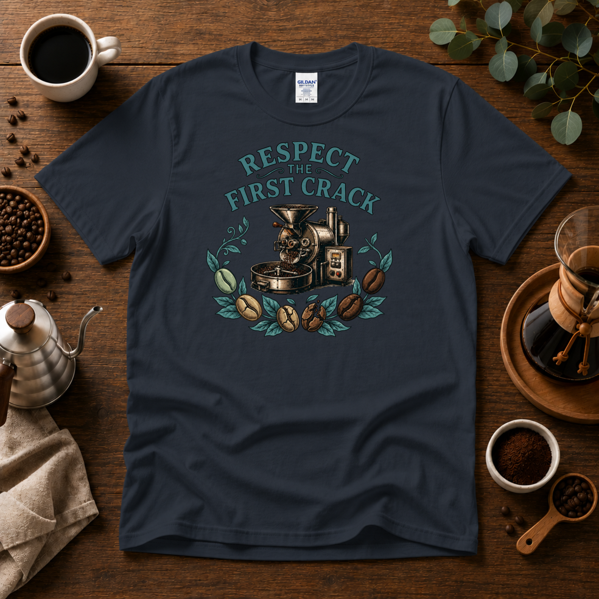 Respect the First Crack Roasting Coffee T-shirt Design By Tomi