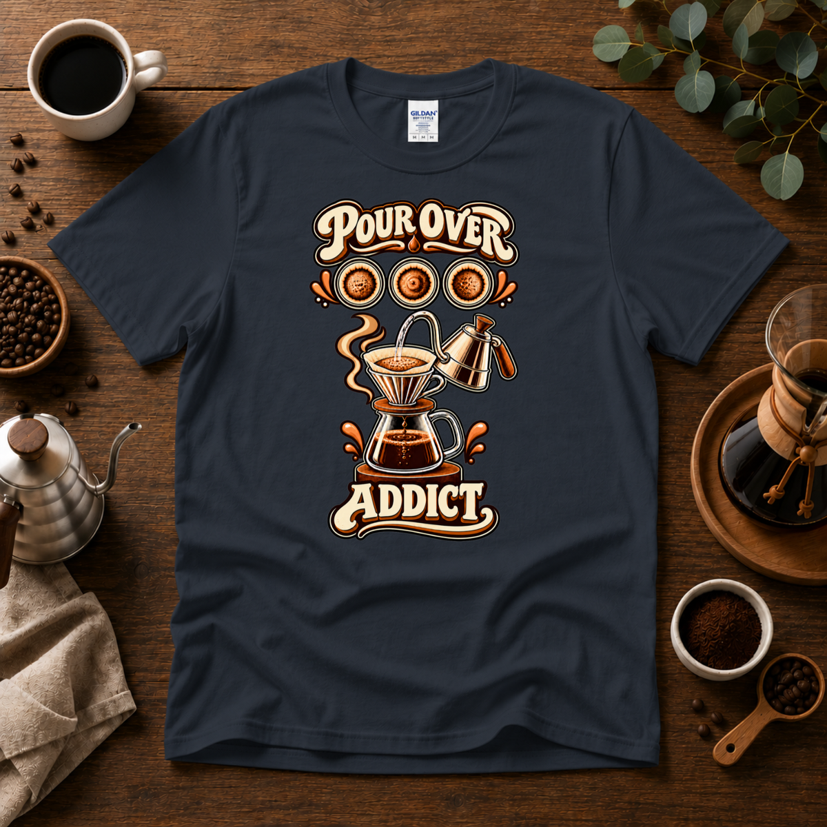 Pour Over Addict Coffee T-shirt Design By Tomi