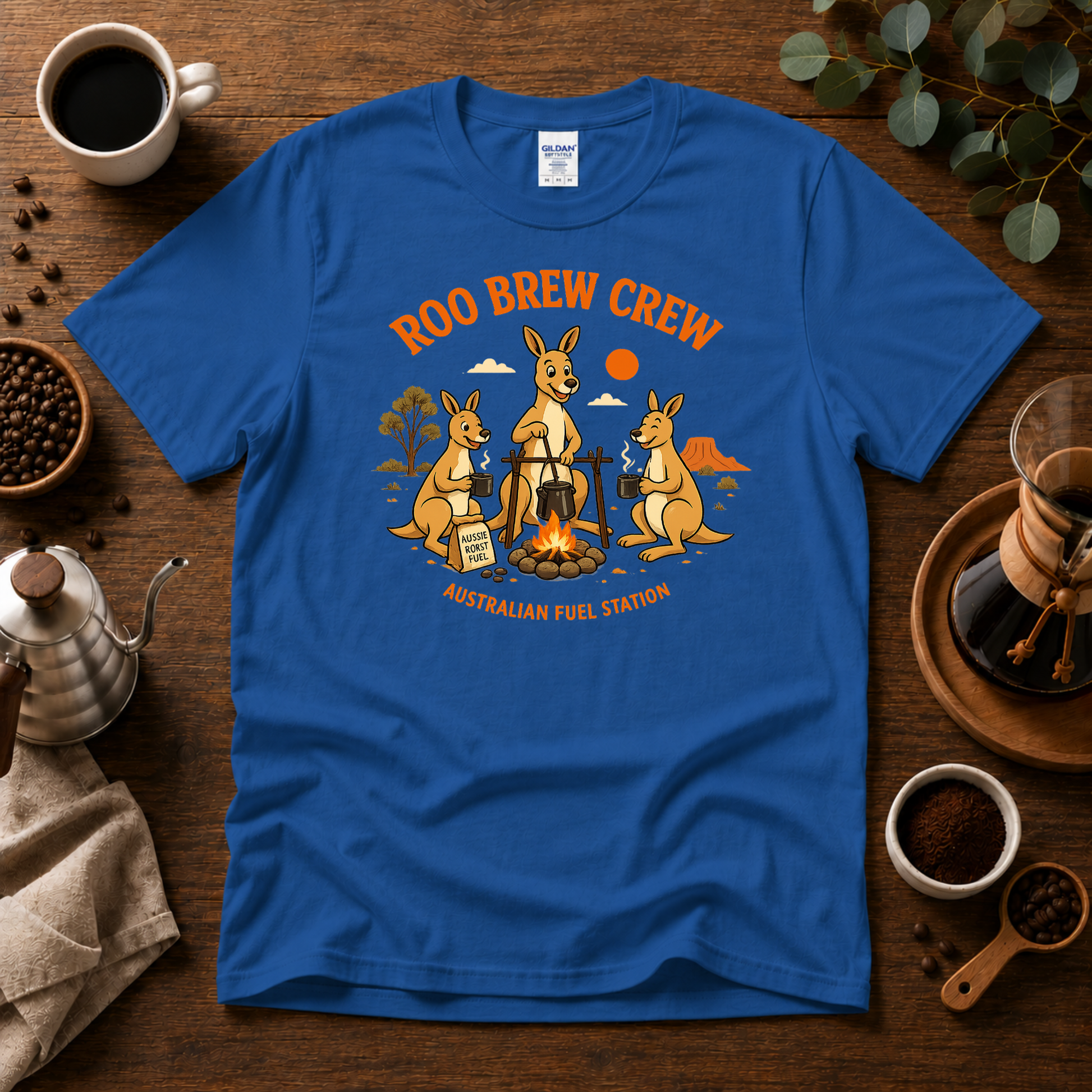 Roo Brew Crew - Australian Fuel Station T-Shirt Design By Tomi