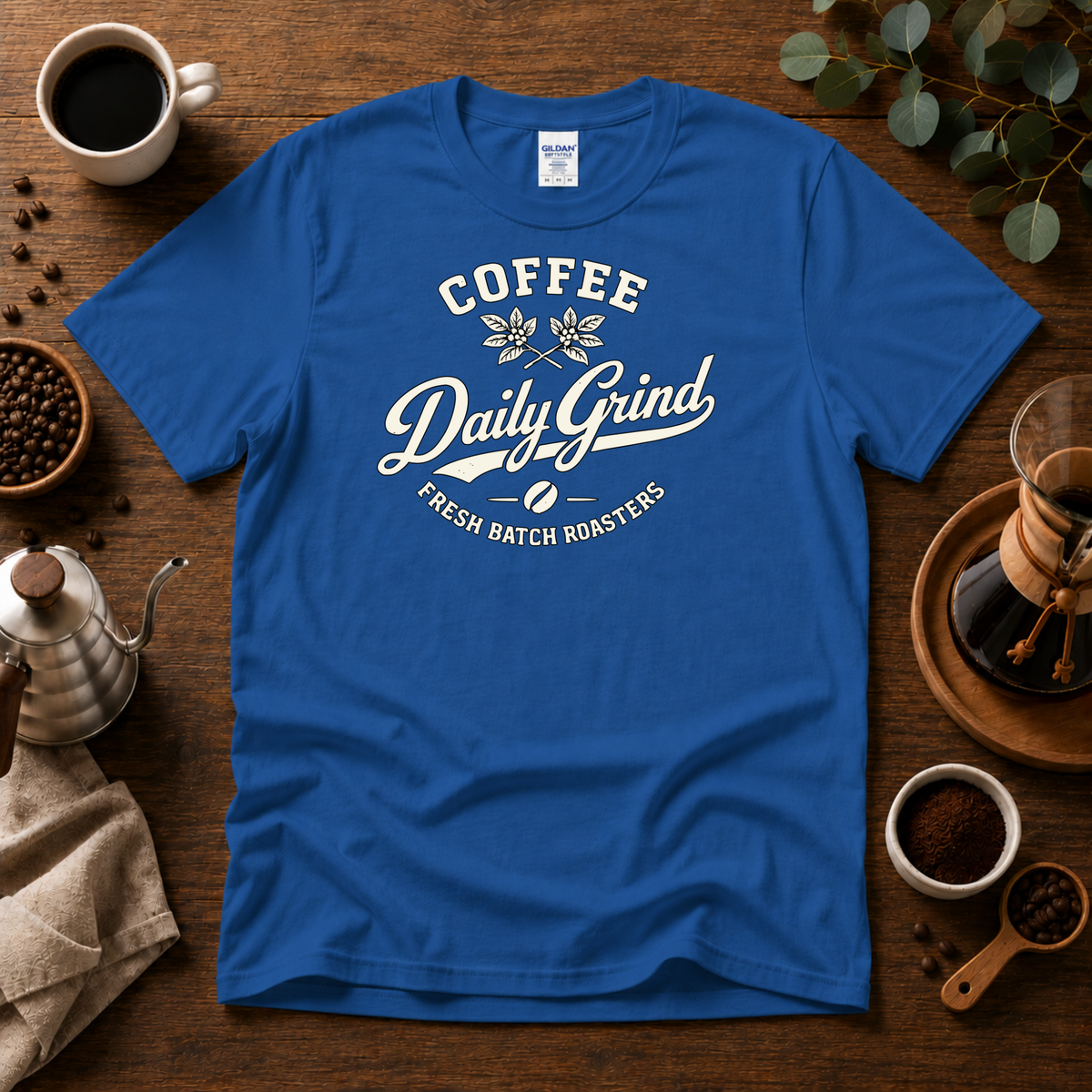 Coffee Daily Grind Fresh Batch Roasters Premium Cotton T-Shirt Design By Tomi