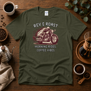 Rev & Roast Motorcycle and Coffee T-Shirt Design By Tomi