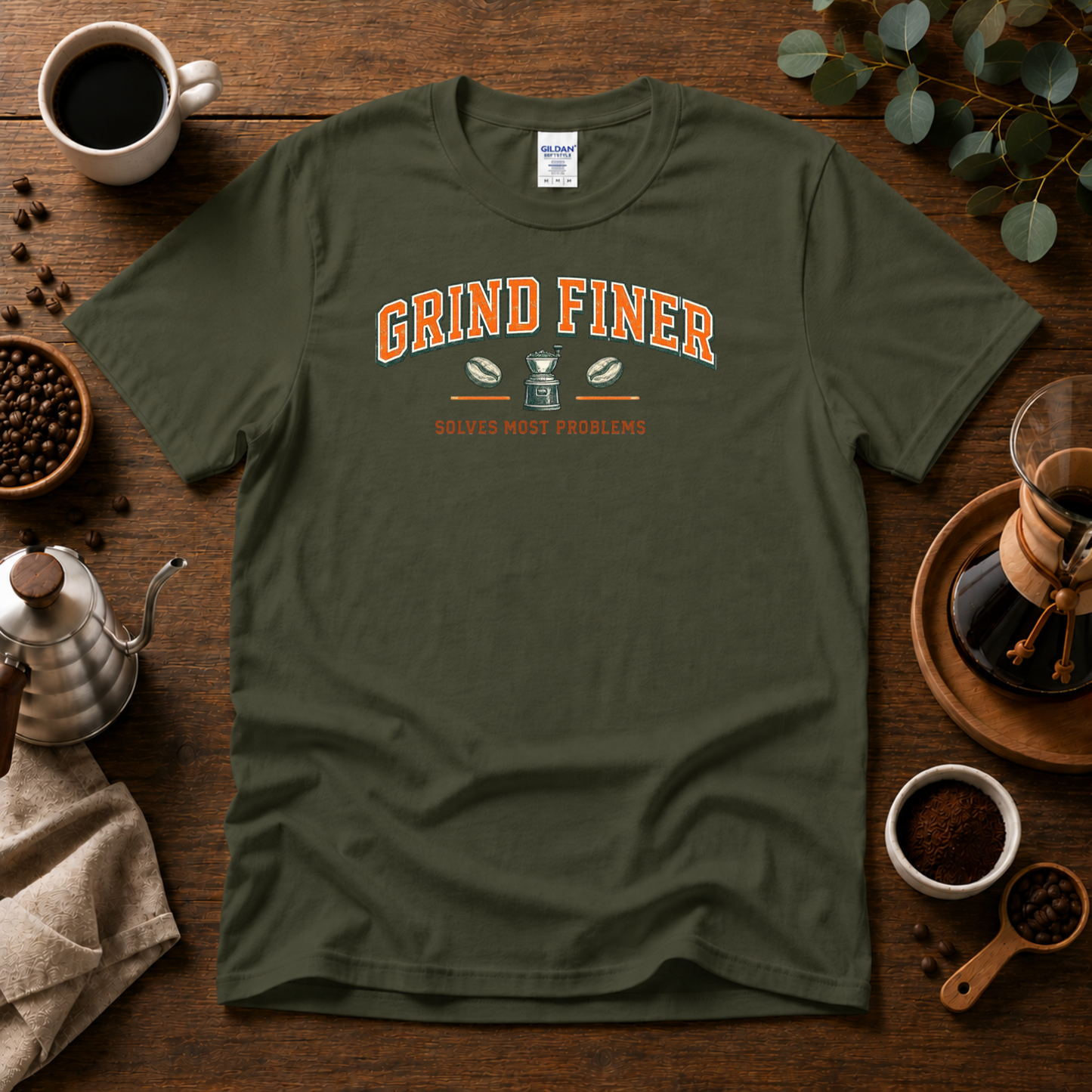 Grind Finer Coffee T-Shirt