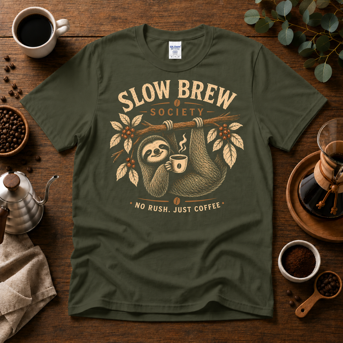 Slow Brew Society T-Shirt Design By Tomi