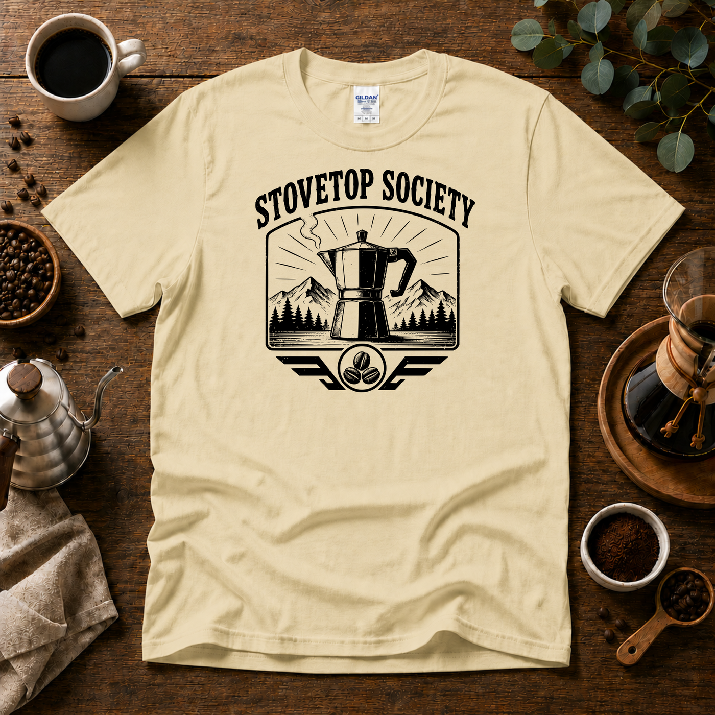 Stovetop Society Coffee T-Shirt Design By Tomi