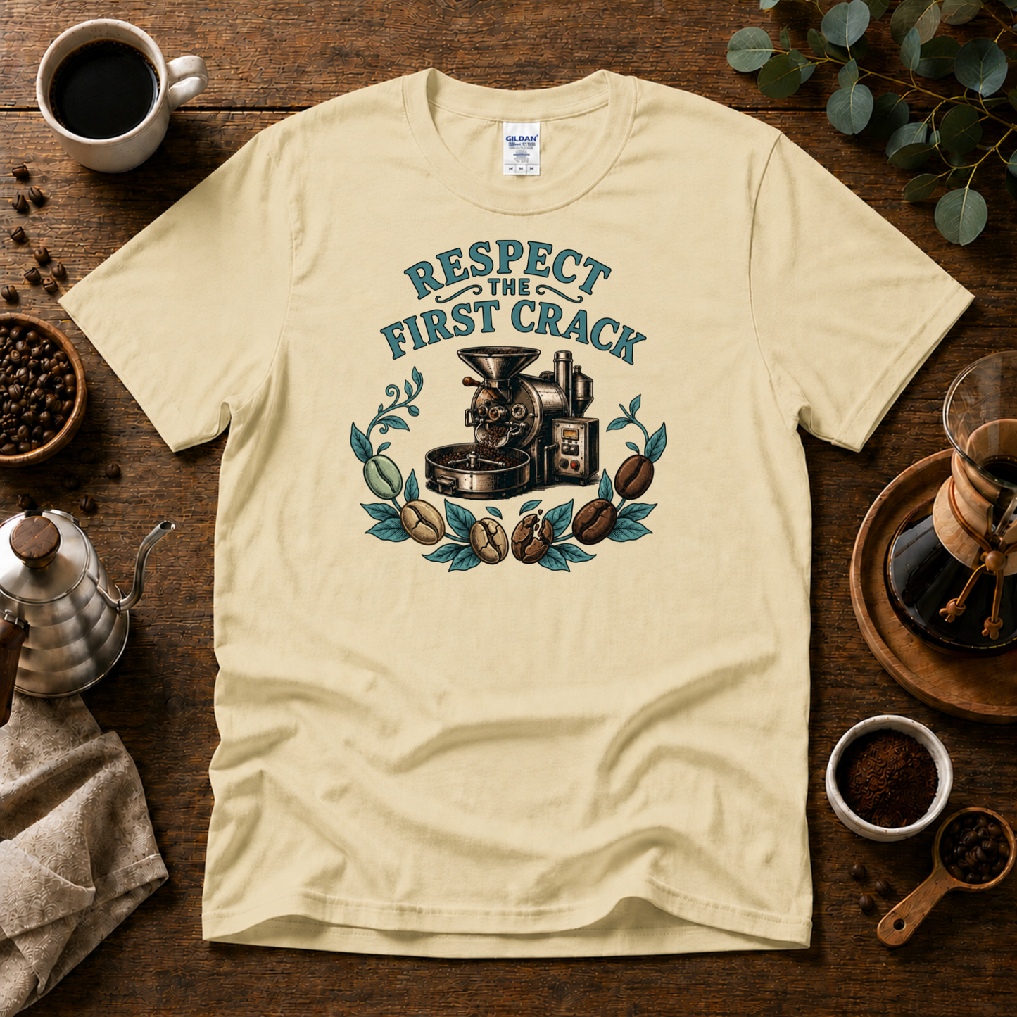 Respect the First Crack Roasting Coffee T-shirt Design By Tomi