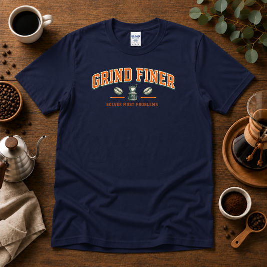 Grind Finer Coffee T-Shirt Design By Tomi