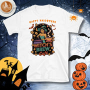 Happy Halloween, Witch's Brew Cafe Coffee T-Shirt Design By Tomi