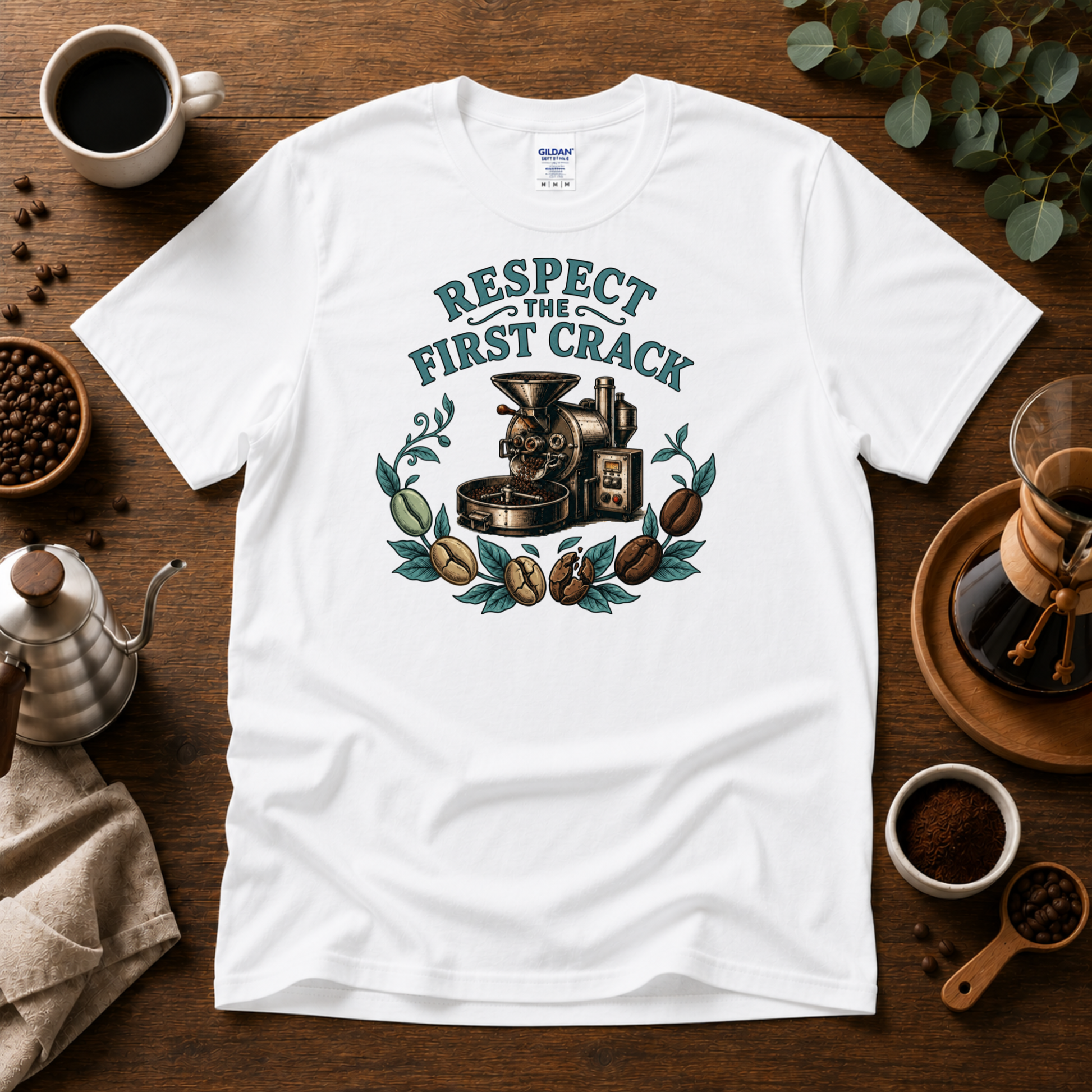 Respect the First Crack Roasting Coffee T-shirt Design By Tomi