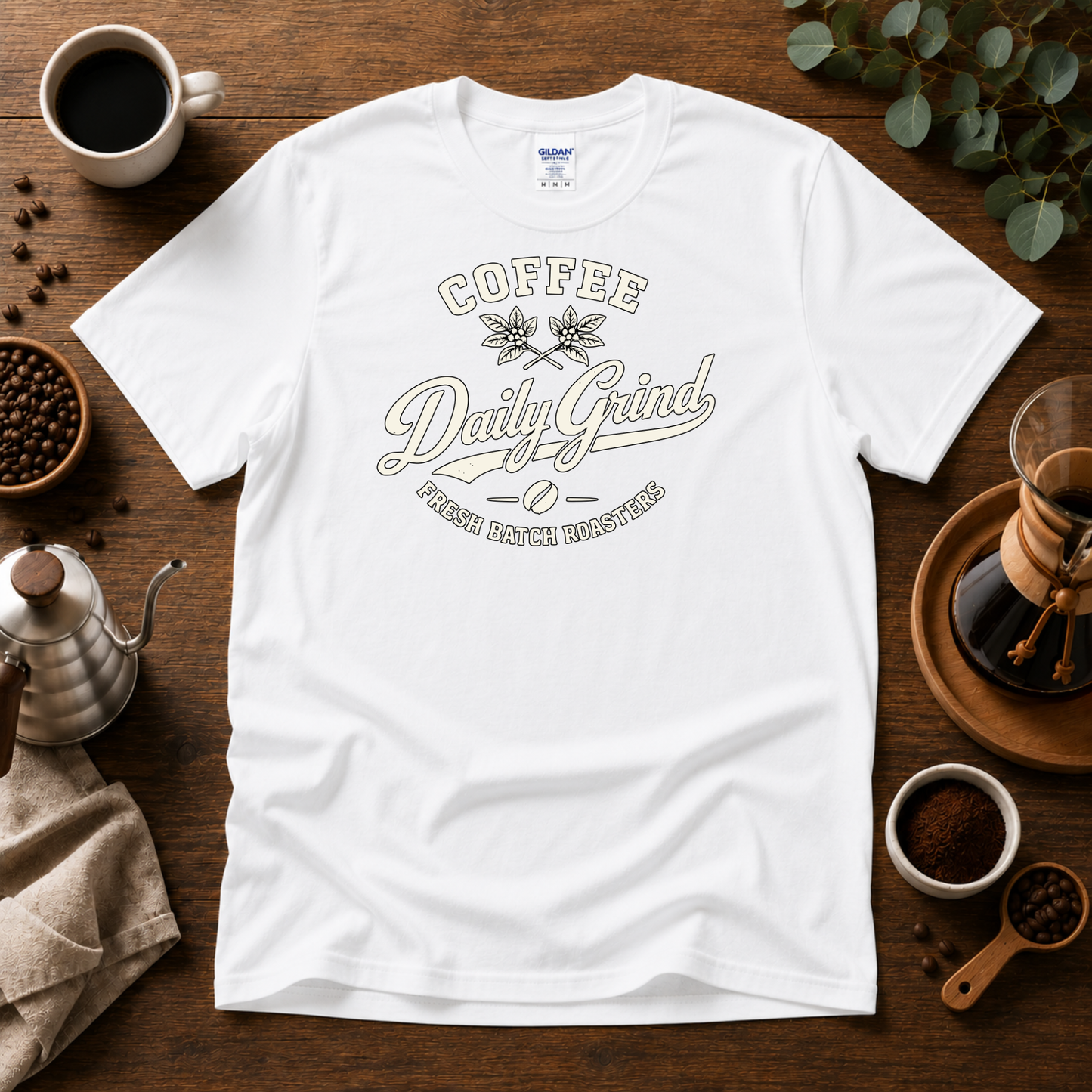 Coffee Daily Grind Fresh Batch Roasters Premium Cotton T-Shirt