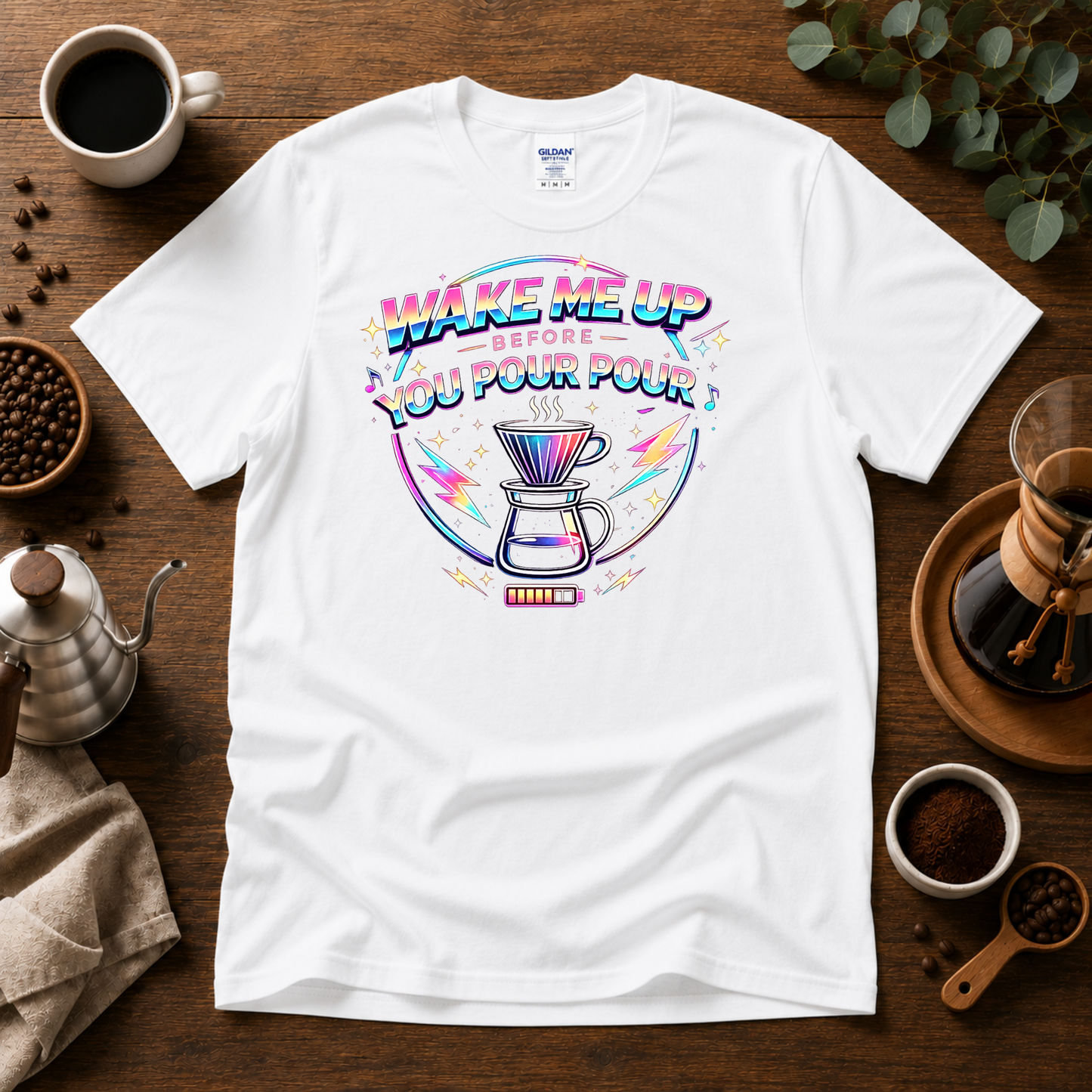 Wake Me Up Before You Pour Pour 80s Coffee T-Shirt
